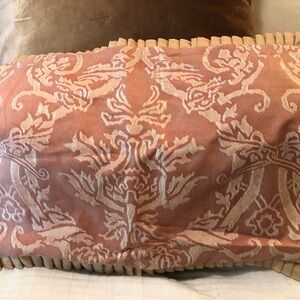 Fabulously romantic Fortuny linen in peach /cream pillow cover.